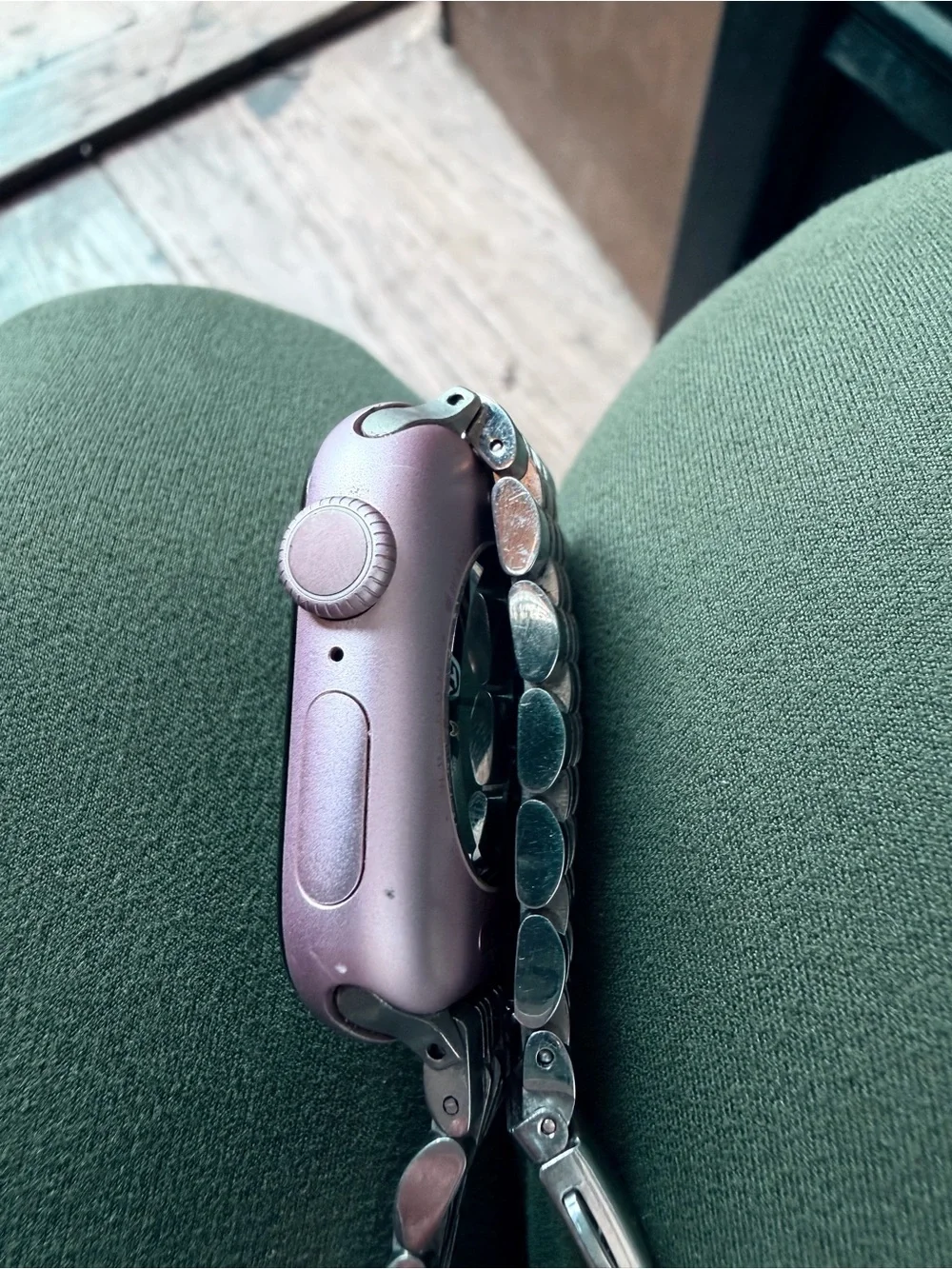 Series 10 rose gold Apple Watch.